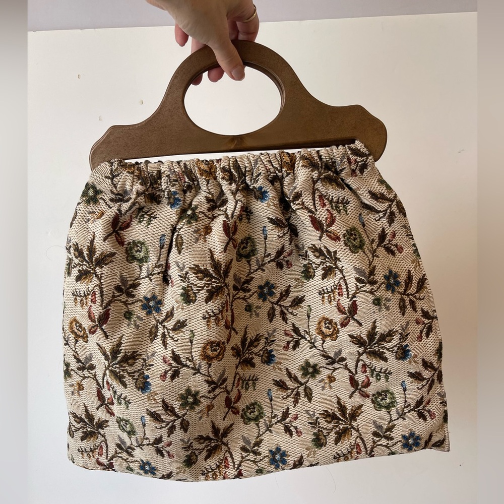 Vintage Floral Tapestry Carpet Bag Jacquard Needlework Tote